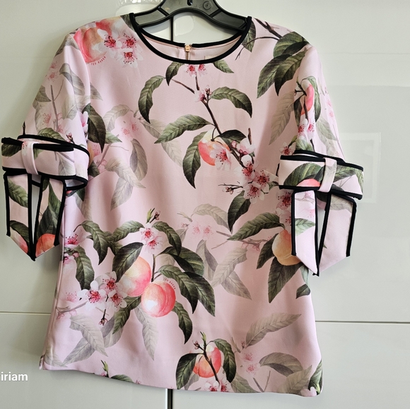 NWOT TED BAKER LONDON  Cathe Peach Blossom Bow-Sleeve Top - Picture 4 of 12